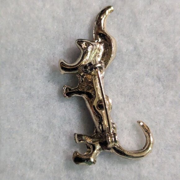 Black Dachshund Enamel Brooch Pin With Gold-Tone Accents & Red Eye Details Cute - Picture 4 of 5